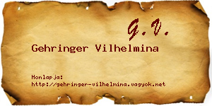 Gehringer Vilhelmina névjegykártya